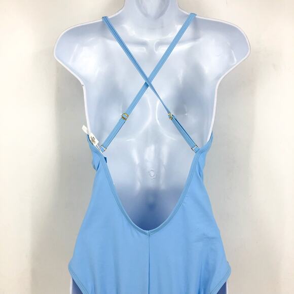 BLEU ROD BEATTIE Don’t Mesh with Me V-Neck One-Piece Swimsuit Size 8 Blue NWT - Picture 6 of 11